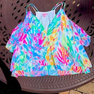 Lilly Pulitzer sea life rainbow printed blouse